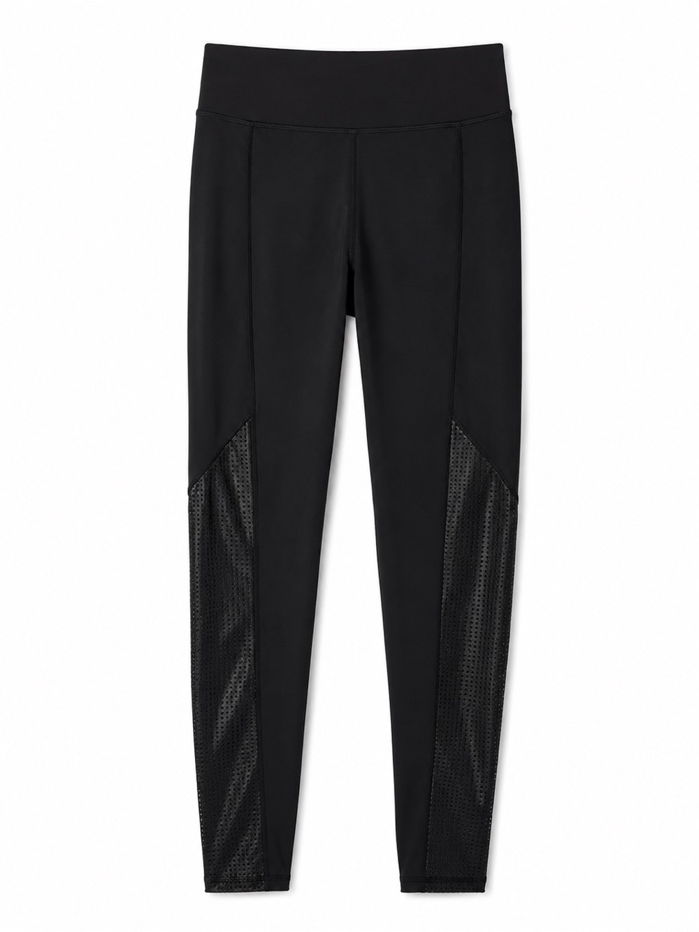 Spanx Black Athletic Leggings with Mesh Paneling